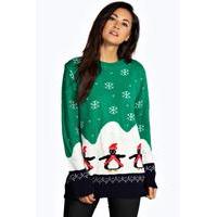 Penguin Christmas Jumper - green