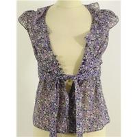 petite topshop size 4 grey purple wraparound top with floral designs