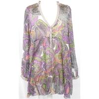 Per Una Size 16 Lilac Paisley Printed Kaftan Top