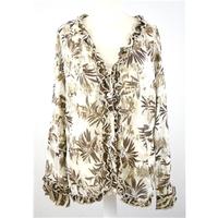 per una size 18 cream chocolate bronze frilled long sleeved blouse