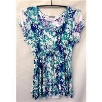 Per Una - Size: 16 - White with blue and teal print - Smock top
