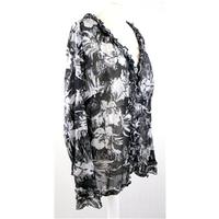 Per Una - Size: 18 - Black & Silver- Long Sleeved Blouse