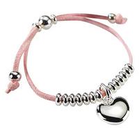Personalised Heart Friendship Bracelet, Pink, Waxed Cord
