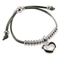Personalised Heart Friendship Bracelet, Grey, Waxed Cord