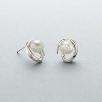 Pearl Swirl Stud Earrings