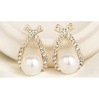Pearl Cross Earrings With Swarovski Elements