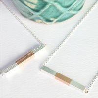personalised horizontal bar necklace dipped in silver rose gold