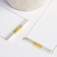 PERSONALISED HORIZONTAL BAR NECKLACE Dipped in Silver & Gold
