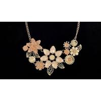 Peach and Champagne Flower Necklace