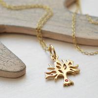 Personalised 9 Carat Gold and Ruby Tree Necklace