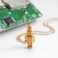 Personalised Gold Robot Necklace