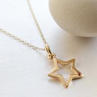 Personalised 9 Carat Gold and Ruby Open Star Necklace