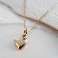 Personalised 9 Carat Gold and Sapphire Warm Heart Necklace
