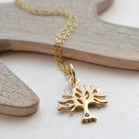 Personalised 9 Carat Gold and Sapphire Tree Necklace