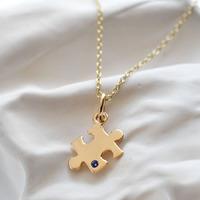 Personalised 9 Carat Gold and Sapphire Jigsaw Necklace