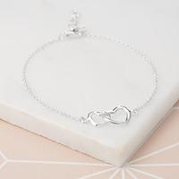 Personalised Silver Linked Hearts Bracelet