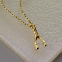 Personalised Gold Wishbone Necklace
