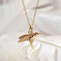 Personalised 9 Carat Gold and Diamond Hummingbird Necklace