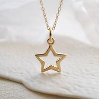 Personalised 9 Carat Gold and Diamond Open Star Necklace