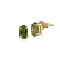 Peridot Oval Stud Earrings In 9ct Yellow Gold 6x4mm Claw Set