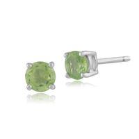 Peridot Round Stud Earrings In 9ct White Gold 3.50mm Claw Set