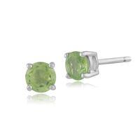 peridot round stud earrings in 9ct white gold 350mm claw set