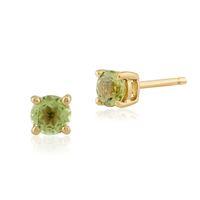 Peridot Round Stud Earrings In 9ct Yellow Gold 3.50mm Claw Set