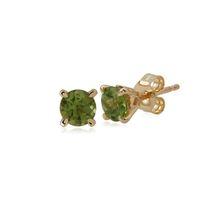 Peridot Round Stud Earrings In 9ct Yellow Gold Claw Set
