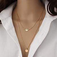 Peace Bird Circle Necklace Non Stone Layered Necklaces Jewelry Daily Casual Animal Shape Animal Design Multi-ways Wear Durable Double-layer