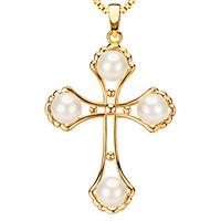 pendants metal pearl cross shape golden white 50