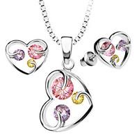 Pendants Necklaces Earrings Set For Women 18K Gold Plated Austrian crystal Zircon Fashion Heart Jewelry Sets S20104