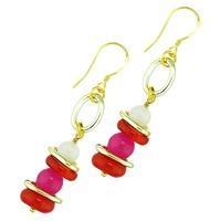 Peony Dynasty coral and gemstone earrings