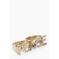 Peace Slogan Double Ring - gold