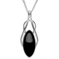 Pendant Whitby Jet And Silver Marquise Celtic Twist