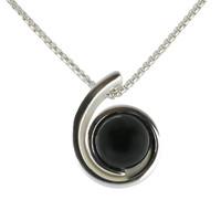 Pendant Whitby Jet And Silver Swirl Round