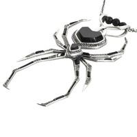 Pendant Whitby Jet And Silver Marcasite Gothic Spider