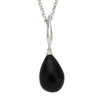 Pendant Whitby Jet And Silver Tapered Top Pear
