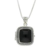 Pendant Whitby Jet And Silver Cushion Rope Edge Locket