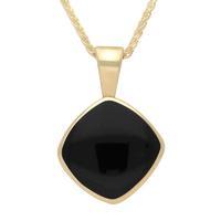 Pendant Whitby Jet And Gold Cushion Shape Square