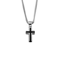 Pendant Whitby Jet And Silver Small Slim Cross