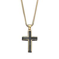 Pendant Whitby Jet And Gold Channel Cross Medium