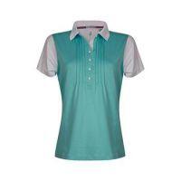 Perla Pin-Tuck Stitch Golf Shirt - Aqua/White (A7)