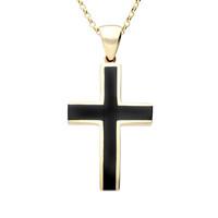 Pendant Whitby Jet And Gold Large Channel Cross