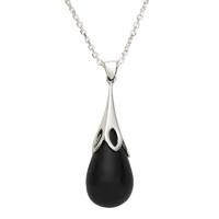 Pendant Whitby Jet And Silver Small Tulip