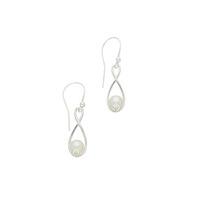 Pearl Earrings open Twist Drop Silver