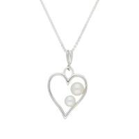 Pearl Necklace Heart Silver