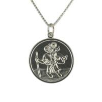 Pendant Silver Round Saint Christopher Large