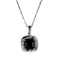 pendant whitby jet and 18ct white gold diamond cushion square