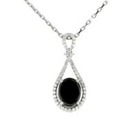 Pendant Whitby Jet And 18ct White Gold Diamond Loop