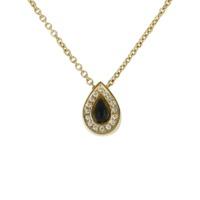 Pendant Whitby Jet And 18ct Yellow Gold Diamond Pear Shape Pave Small